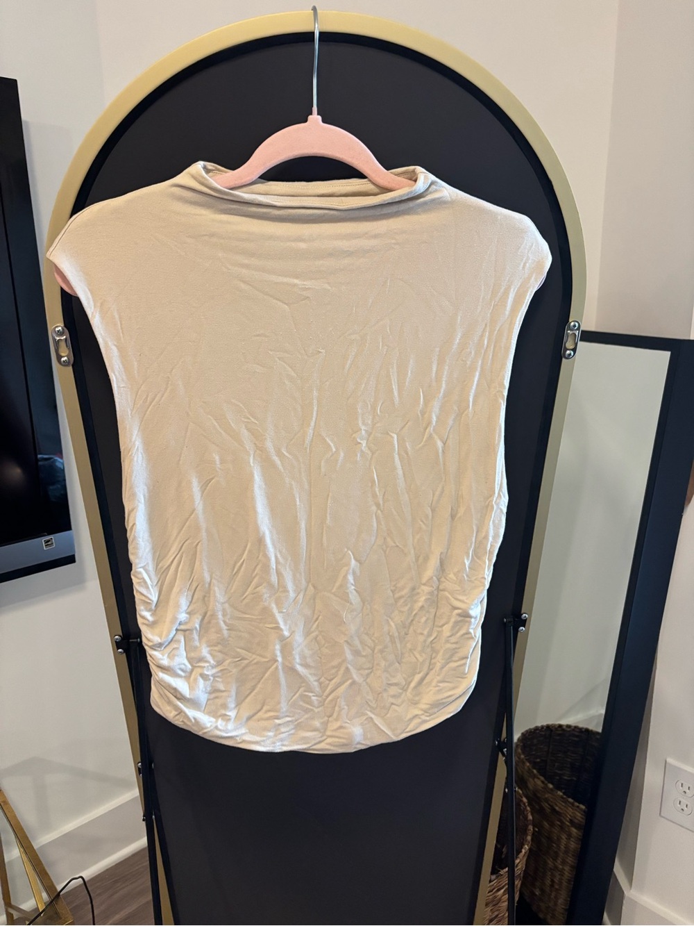 Light Cream Women's Cap-Sleeve Top